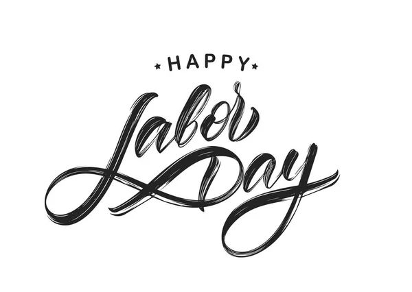 Lettrage de type brosse texturée manuscrite de Happy Labor Day isolé sur fond blanc — Image vectorielle