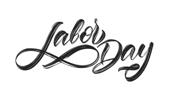 Handgeschreven penseeltype belettering van Labor Day geïsoleerd op witte achtergrond — Stockvector