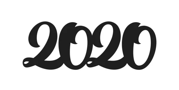 Kézírásos típusú betűkkel a 2020 új év. Fekete kézzel rajzolt szám. Tipográfia tervezés — Stock Vector