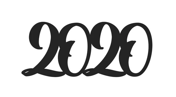 Handschriftlicher Schriftzug für das neue Jahr 2020. schwarze handgezeichnete Zahl auf weißem Hintergrund. — Stockvektor