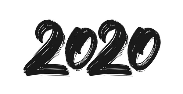Letras manuscritas de 2020. Feliz Ano Novo. Caligrafia de queixo — Vetor de Stock