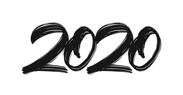Numeri di caratteri manoscritti del 2020. Felice anno nuovo. Calligrafia dei vini cinesi — Vettoriale Stock