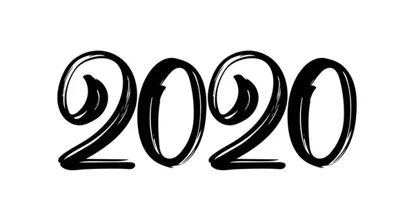 Χειρόγραφες χαρακτήρες με αριθμούς 2020. Ευτυχισμένος ο καινούριος χρόνος. Καλλιγραφία — Διανυσματικό Αρχείο