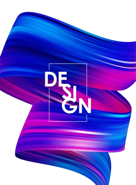 Moderne abstracte poster achtergrond met 3D twisted kleur stroom vloeibare vorm. Acryl borstel verf ontwerp — Stockvector