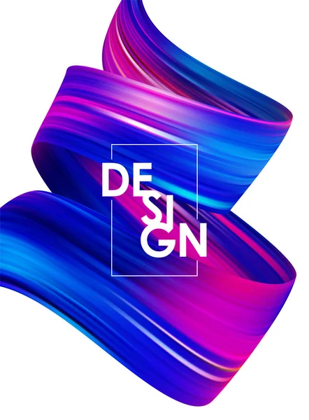 Абстрактний плакатний фон з 3d викрученою кольоровою формою потоку рідини. Дизайн акрилової фарби пензлем — стоковий вектор