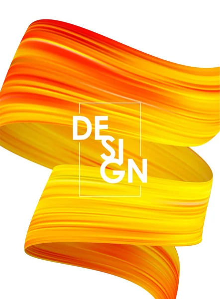 Moderní abstrakt letní plakát s kapalným 3D tokem barev. Vzhled akrylových lakových štětců — Stockový vektor