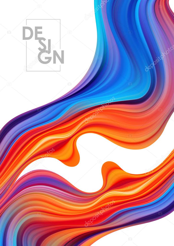 Vector Colorful flow poster . Wave Liquid shape.