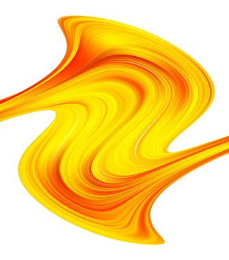 Modern turuncu renk akışı posteri. Dalga sarı boya sıvı şekli beyaz arka plan üzerinde. Soyut tasarım.