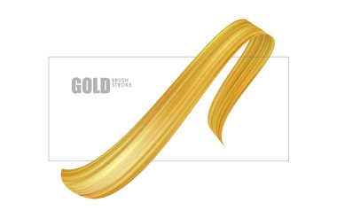 Vektör illüstrasyon: Altın 3d gerçekçi fırça darbesi. Golden Luxury Trendy tasarım.