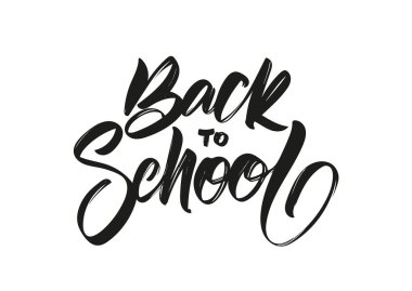 Vektör illüstrasyon: Beyaz arka plan üzerinde Okula Dönüş el yazısı fırça türü harfleri.