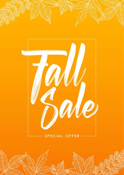 Vector illustration: Orange template of Fall Sale poster — Stock Vector