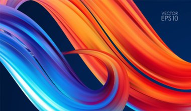 Vektör modern renkli akış walpaper. Koyu arka planda Dalga Sıvı şekli. Modaya uygun tasarım.