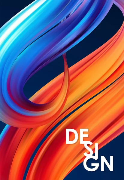 벡터 현대 다채로운 흐름 포스터입니다. 어두운 배경에 웨이브 액체 모양입니다. 트렌디한 디자인. — 스톡 벡터