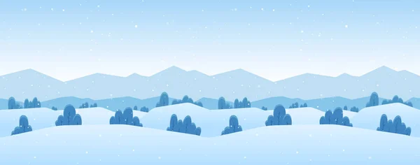 ベクトル図:松や丘の冬の山の風景 — ストックベクタ