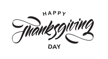 Vektör illüstrasyon: Happy Thanksgiving Day el yazısı türü harf kompozisyonu