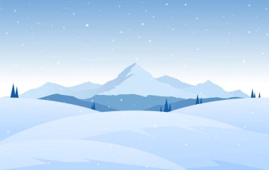 Vektör illüstrasyon: Karlı tepeler ile Kış Dağları manzara. Noel arka plan.