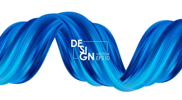 Vector illustratie: moderne abstracte banner achtergrond met 3D twisted Blue Flow vloeibare vorm. Acrylverf ontwerp. — Stockvector