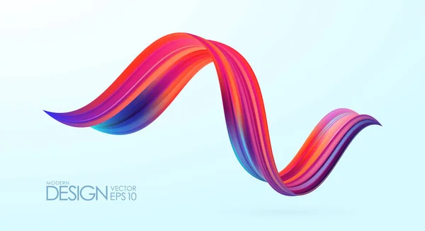 벡터 일러스트레이션: 3d 트위스트 다채로운 흐름 액체 모양입니다. 아크릴 페인트 스로크. 모던 한 디자인. — 스톡 벡터