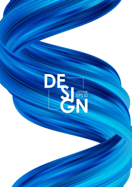 Векторна ілюстрація: Сучасний абстрактний плакатний фон з 3d крученою синьою рідиною. Дизайн акрилової фарби . — стоковий вектор
