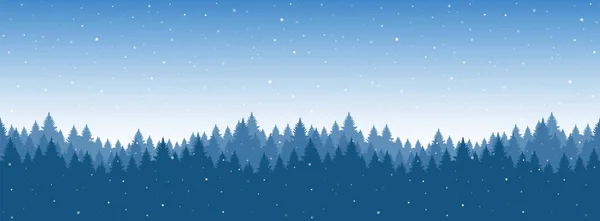 Vektor-Illustration: nahtloser schneebedeckter Kiefernwald. Vorlage für Weihnachtsbanner — Stockvektor