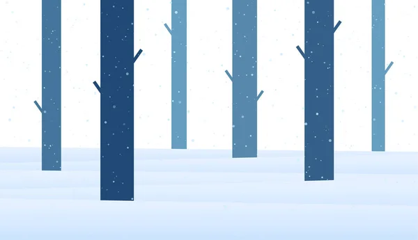 Ilustração do vetor: Inverno nevado Floresta de desenhos animados plana. Fundo de Natal — Vetor de Stock