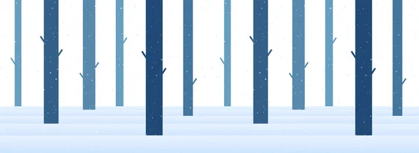 벡터 일러스트 레이션 : 겨울 눈 덮인 플랫 만화 숲. 크리스마스 원활한 배경 — 스톡 벡터