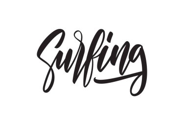 Beyaz arka planda Sörf el yazısı modern fırça türü harfler