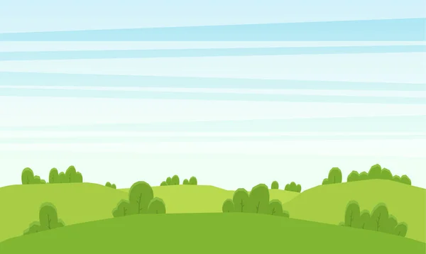 Cartoon zomer landschap met groene heuvels — Stockvector