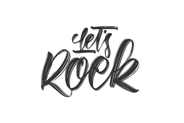 Odręcznie pisany napis typu Let's Rock na białym tle — Wektor stockowy