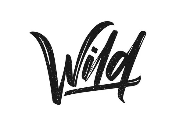 Vector illustration: Hand drawn brush type calligraphic lettering of Wild on white background. — Stock Vector