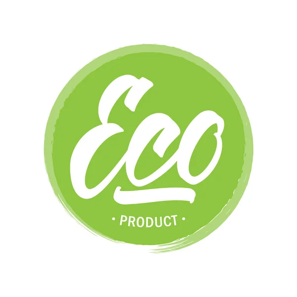 Vektor illustration: handritad etikett med handskriven skrift av Eco. — Stock vektor