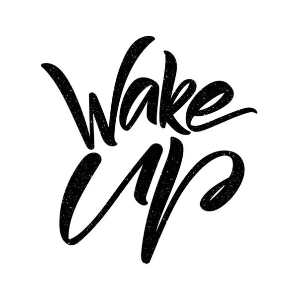 Ilustración vectorial: Tipo de pincel escrito a mano composición de letras de Wake Up sobre fondo blanco . — Vector de stock