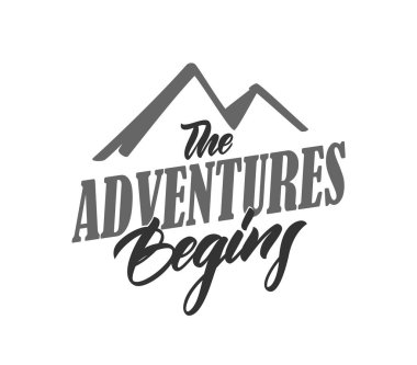 Typography lettering compositin of The Adventures Begins on white background clipart