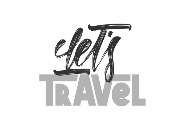 Composição de letras tipográficas de Let 's Travel sobre fundo branco . — Vetor de Stock