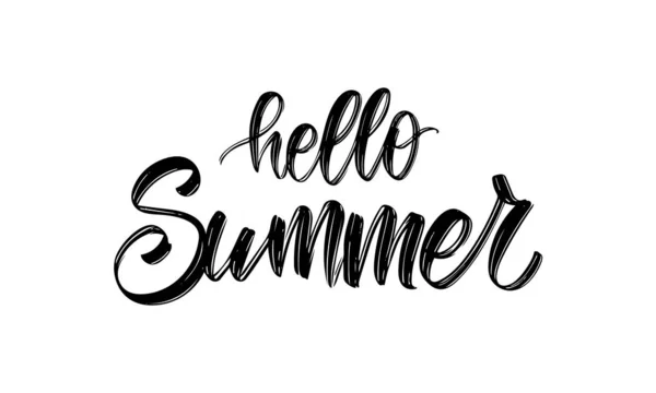 Handwritten ink lettering composition of Hello Summer — Stock Vector