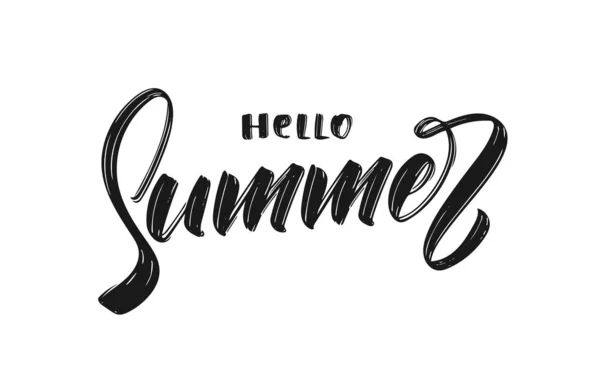 Illustration vectorielle : Composition manuscrite de type pinceau de Hello Summer sur fond blanc . — Image vectorielle