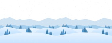 Çam ve tepeler ile Kış karlı Dağlar manzara.