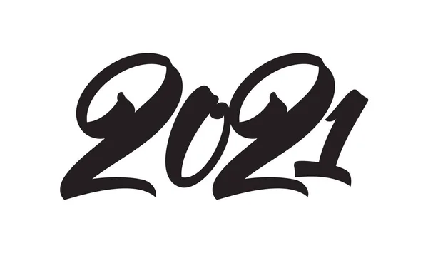 Vector Illustratie Handgetekende Penseelbelettering Van 2021 Gelukkig Nieuwjaar — Stockvector