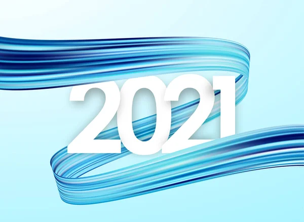 Векторна Ілюстрація Новим Роком 2021 Року Вітальна Листівка Синьою Абстрактною — стоковий вектор