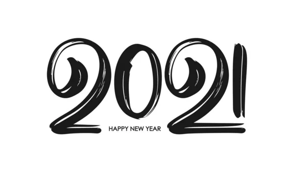 Illustrazione Vettoriale Numero Pennello Calligrafico Disegnato Mano Lettering Del 2021 — Vettoriale Stock
