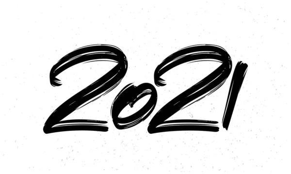 Ilustração Vetor Letras Número Escova Mão 2021 Feliz Ano Novo —  Vetores de Stock