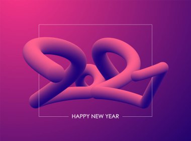 2021 'in 3 boyutlu vektör numarası. Mutlu yıllar..