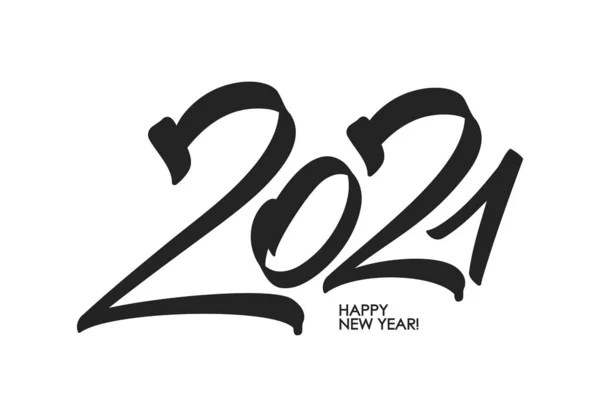 Lettere con numero di mano del 2021. Felice anno nuovo . — Vettoriale Stock