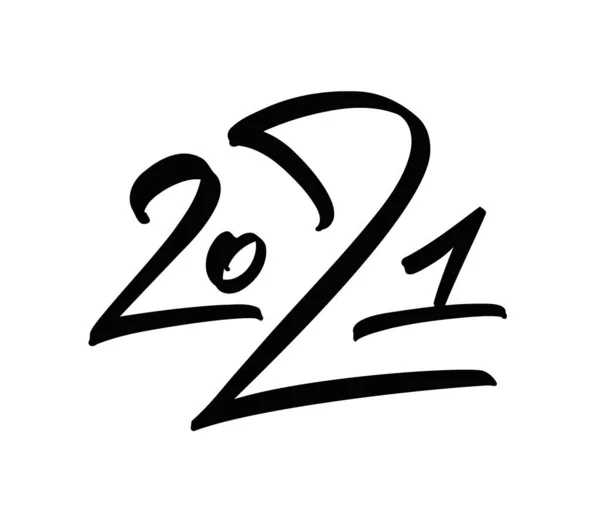 Kézzel írt 2021-es számfelirat. Boldog új évet!. — Stock Vector