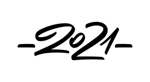 Pincel escrito a mano número de letras de 2021. Feliz Año Nuevo . — Archivo Imágenes Vectoriales