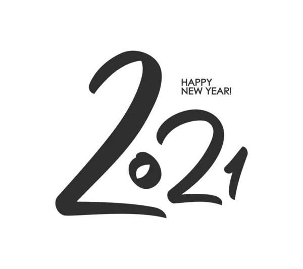 Pincel escrito a mano número de letras de 2021. Feliz Año Nuevo . — Archivo Imágenes Vectoriales
