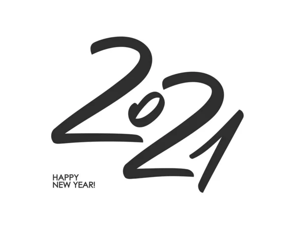 Pennello scritto a mano numero calligrafico lettering del 2021. Felice anno nuovo . — Vettoriale Stock
