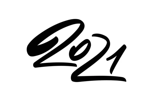 Надпись на рукописной каллиграфической кисти номер 2021 года. С Новым годом . — стоковый вектор