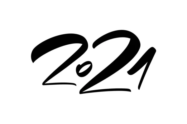 Numero calligrafico a mano lettering del 2021. Felice anno nuovo . — Vettoriale Stock