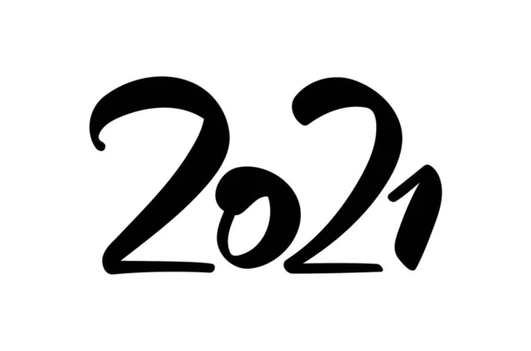 Tipo pennello scritto a mano numero lettering di 2021. Felice anno nuovo . — Vettoriale Stock